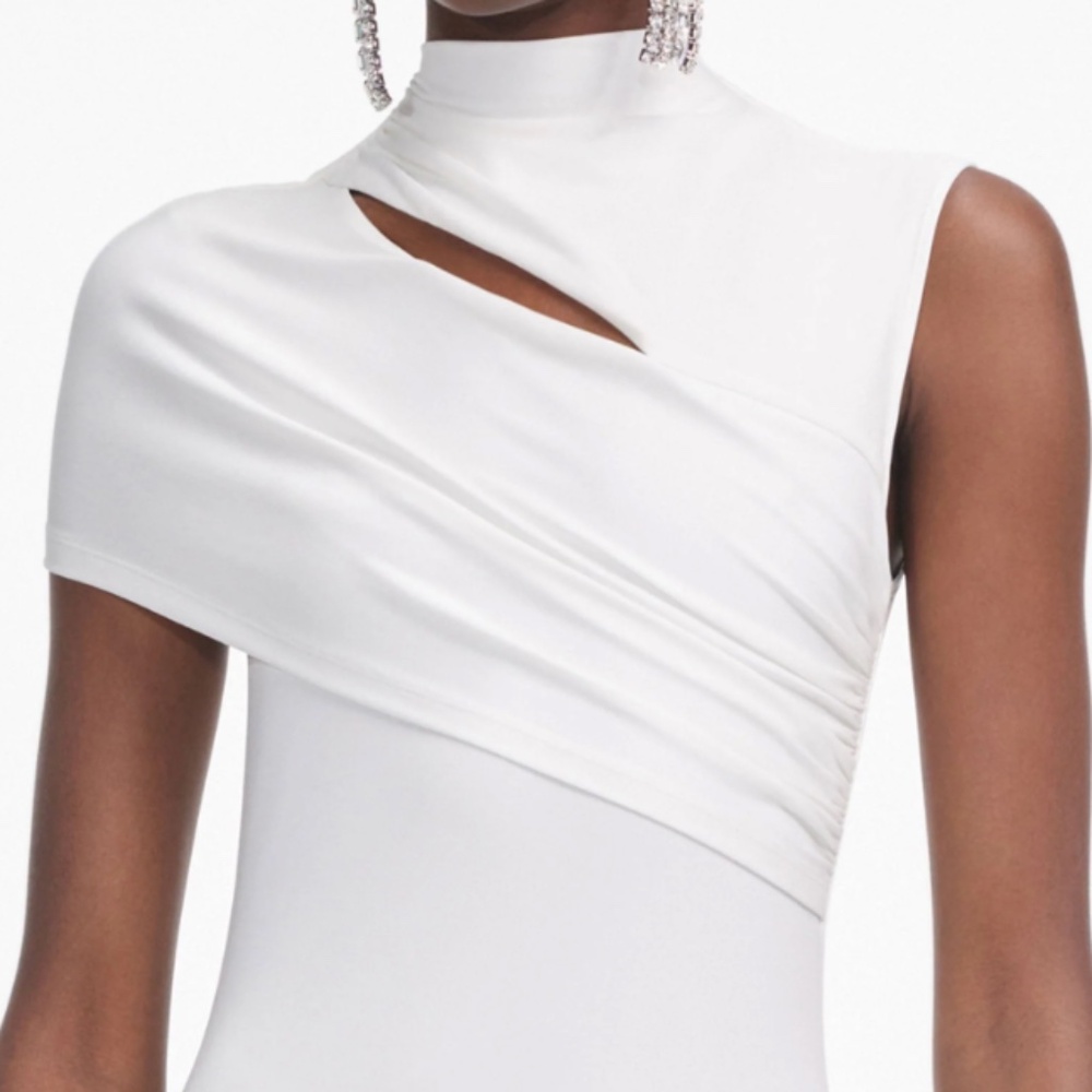 self-portrait White Jersey Cut Out Midi Dress - Size: US12 - MSRP $560 -  NWT - Picture 9 of 9